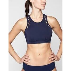 ATHLETA High Neck Loop Bikini Top in Black PADDED Bust Size 36 B/C BEACH VACAY
